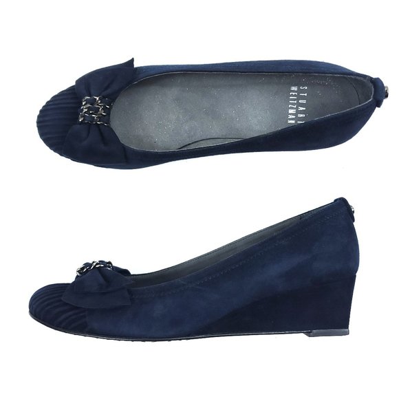 Stuart Weitzman Blue Suede Leather Wedges Heels